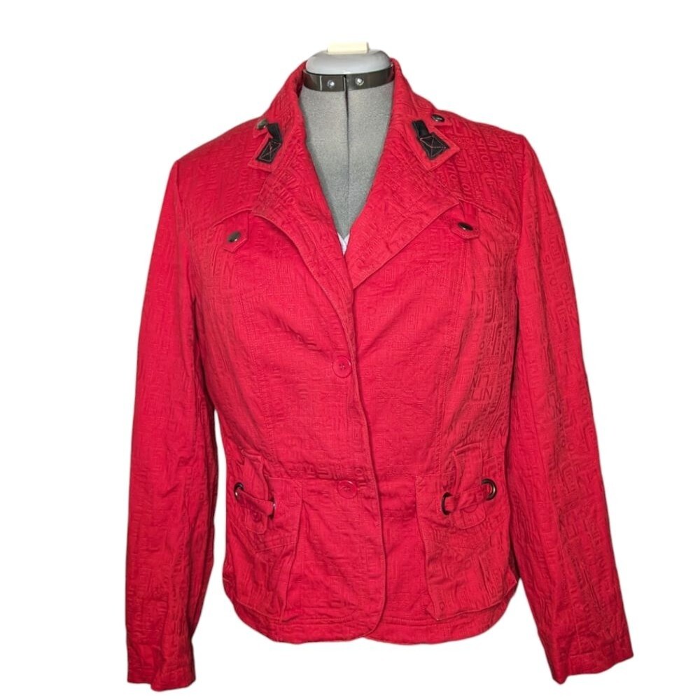 Women's Designer Simon Chang Red Blazer Jacket, Size 12